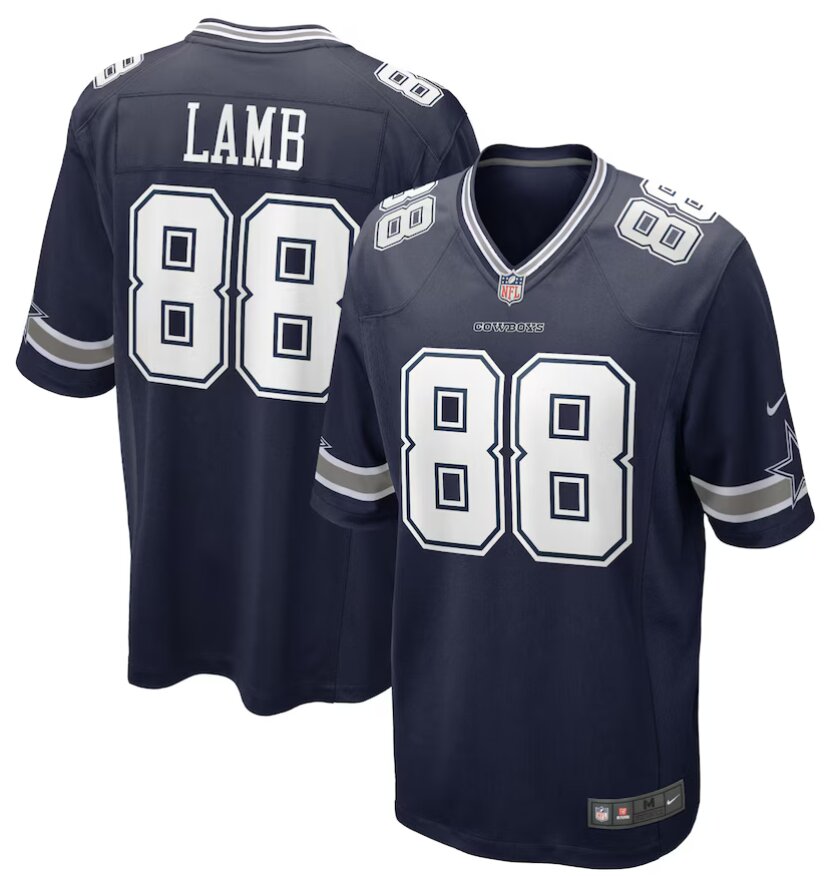 Men Dallas Cowboys 88 CeeDee Lamb Nike Navy Game 2024 NFL Jersey
